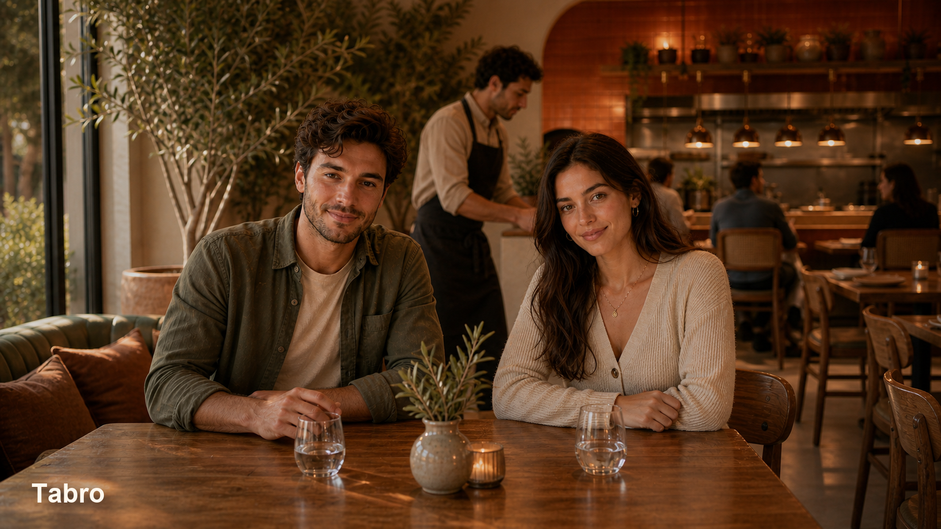 Guests waiting at a restaurant table during a busy evening
